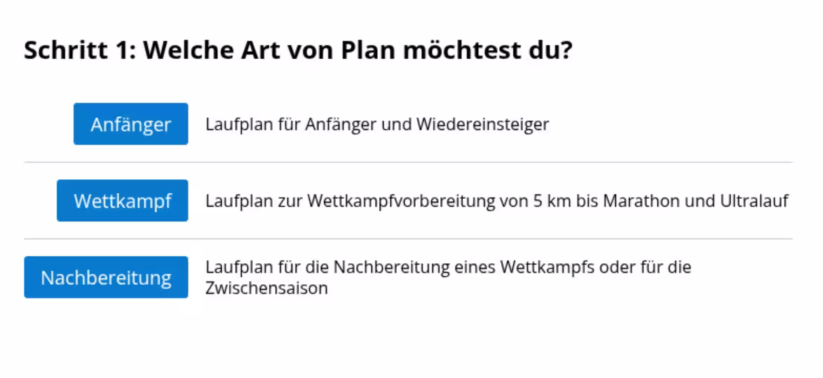 Art des Plans wählen